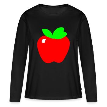 Apfel - Frauen Premium Bio Langarmshirt - Schwarz - Vorne - Julia (174cm)