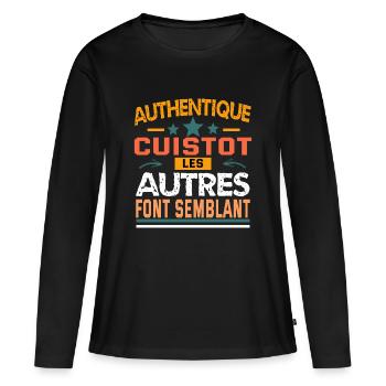 authentique cuistot - T-shirt manches longues Premium bio Femme - noir - Devant - Julia (174cm)