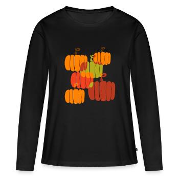 Fall Pumpkins - Women's Premium Organic Long Sleeve Shirt - black - Front - Julia (174cm)