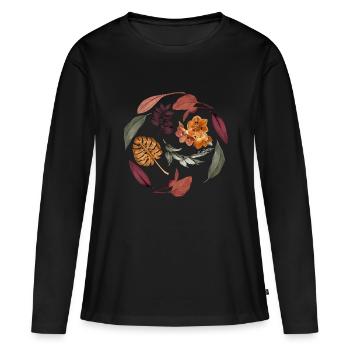 Fall Leaves - Women's Premium Organic Long Sleeve Shirt - black - Front - Julia (174cm)