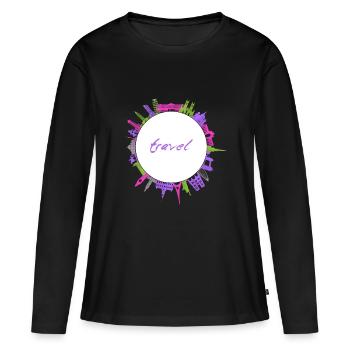 Monuments de voyage - T-shirt manches longues Premium bio Femme - noir - Devant - Julia (174cm)