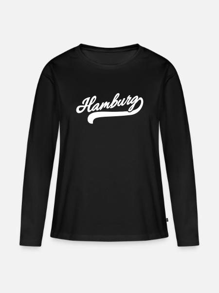 Hamburg Retro - Frauen Premium Bio Langarmshirt - Schwarz