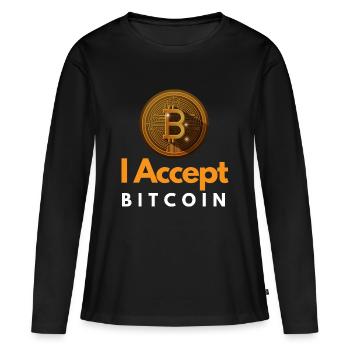 I Accept Bitcoin - Women's Premium Organic Long Sleeve Shirt - black - Front - Julia (174cm)