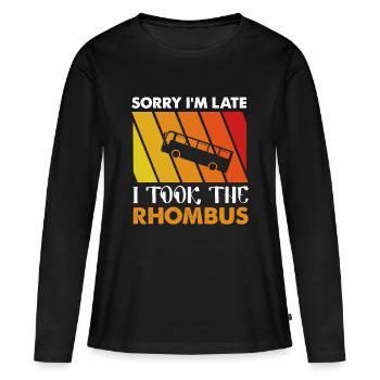 Désolé d’être en retard, j’ai pris le losange - T-shirt manches longues Premium bio Femme - noir - Devant - Julia (174cm)