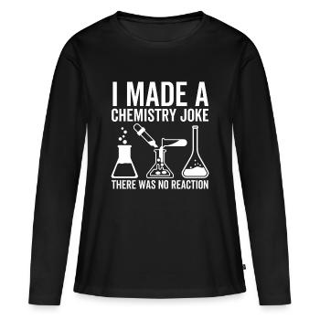 J’ai fait une blague sur la chimie il n’y a pas eu de réaction - T-shirt manches longues Premium bio Femme - noir - Devant - Julia (174cm)