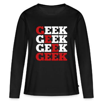Geek - T-shirt manches longues Premium bio Femme - noir - Devant - Julia (174cm)