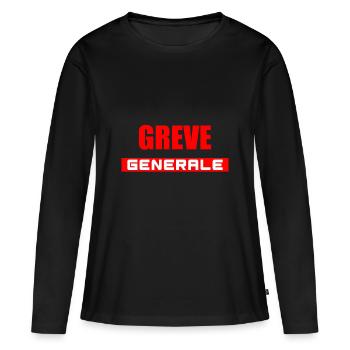 Grève générale - T-shirt manches longues Premium bio Femme - noir - Devant - Julia (174cm)