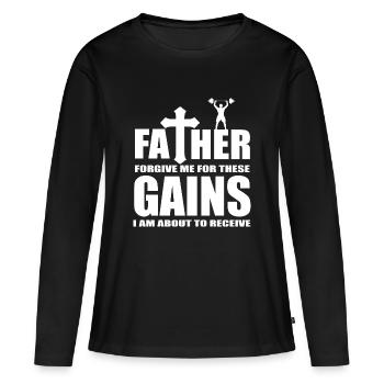 Gains citation gymnase - T-shirt manches longues Premium bio Femme - noir - Devant - Julia (174cm)