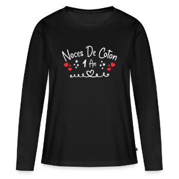 noces de coton - T-shirt manches longues Premium bio Femme - noir - Devant - Julia (174cm)