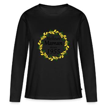 Meilleure Maman depuis 1955 - T-shirt manches longues Premium bio Femme - noir - Devant - Julia (174cm)