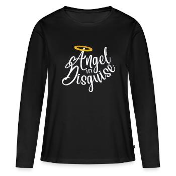 Ange déguisé - T-shirt manches longues Premium bio Femme - noir - Devant - Julia (174cm)