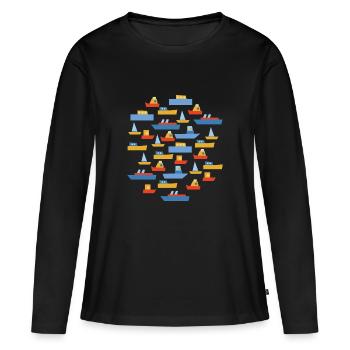 Boote - Frauen Premium Bio Langarmshirt - Schwarz - Vorne - Julia (174cm)
