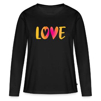 Love Herz Liebe Hochzeit Handschrift heiraten - Frauen Premium Bio Langarmshirt - Schwarz - Vorne - Julia (174cm)
