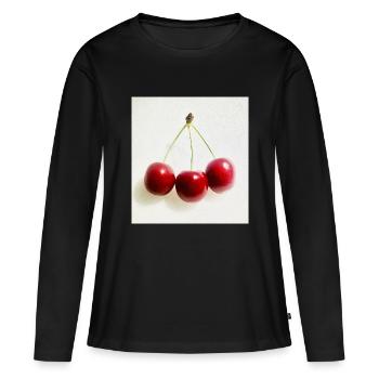 Cerise - T-shirt manches longues Premium bio Femme - noir - Devant - Julia (174cm)