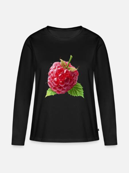Himbeere - Frauen Premium Bio Langarmshirt - Schwarz