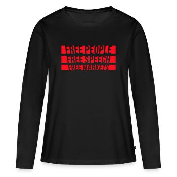 Marché de la liberté d’expression Peuple Libertarian Freedom Logo - T-shirt manches longues Premium bio Femme - noir - Devant - Julia (174cm)