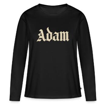 Adam Gothic Script Tee - Women's Premium Organic Long Sleeve Shirt - black - Front - Julia (174cm)