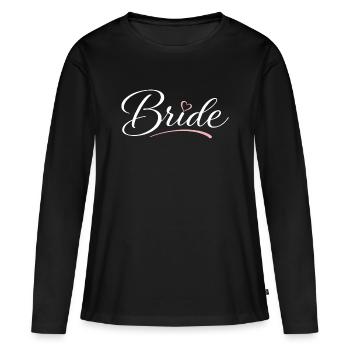 Braut-Schriftzug mit Herz - Frauen Premium Bio Langarmshirt - Schwarz - Vorne - Julia (174cm)