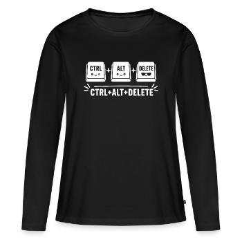 Ctrl Alt-Delete Niedliche Tasten-Trio - Frauen Premium Bio Langarmshirt - Schwarz - Vorne - Julia (174cm)