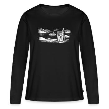 Urlaubsfeeling  - Frauen Premium Bio Langarmshirt - Schwarz - Vorne - Julia (174cm)