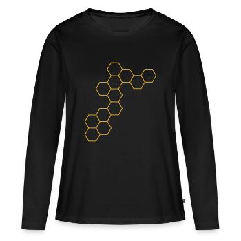 Waben - Frauen Premium Bio Langarmshirt - Schwarz - Vorne - Julia (174cm)