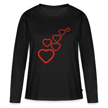 cœur - T-shirt manches longues Premium bio Femme - noir - Devant - Julia (174cm)