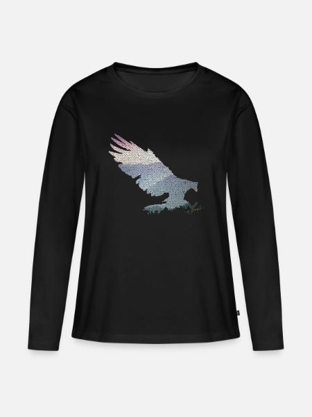 Adler - Frauen Premium Bio Langarmshirt - Schwarz