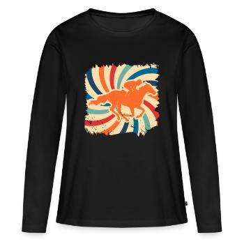 chevaux - T-shirt manches longues Premium bio Femme - noir - Devant - Julia (174cm)