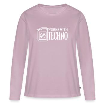 Techno Carburant - T-shirt manches longues Premium bio Femme - rose poudré - Devant - Julia (174cm)