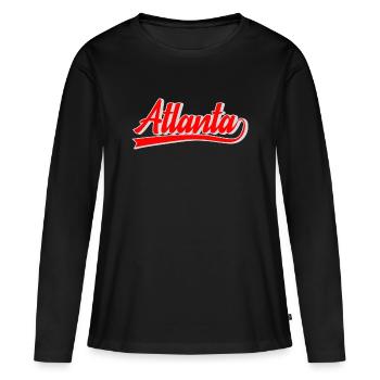 Atlanta Script Retro Logo - Frauen Premium Bio Langarmshirt - Schwarz - Vorne - Julia (174cm)