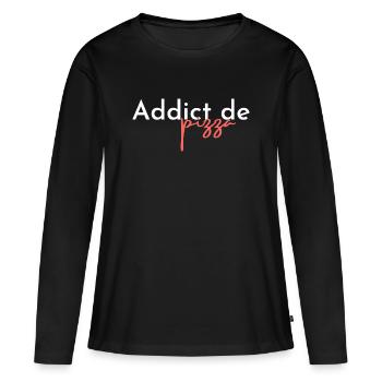 T-shirt PizzaLove Pink Script - T-shirt manches longues Premium bio Femme - noir - Devant - Julia (174cm)