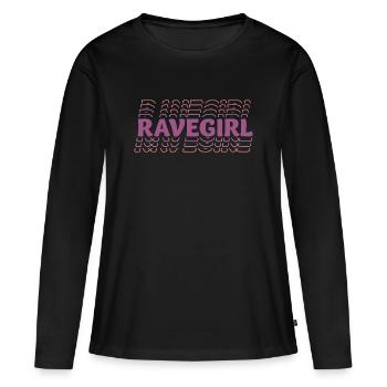 Raver girl dessin pour festival, rave, EDM, danse - T-shirt manches longues Premium bio Femme - noir - Devant - Julia (174cm)