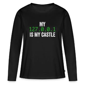 My 127.0.0.0.1 Is My Castle - T-shirt manches longues Premium bio Femme - noir - Devant - Julia (174cm)