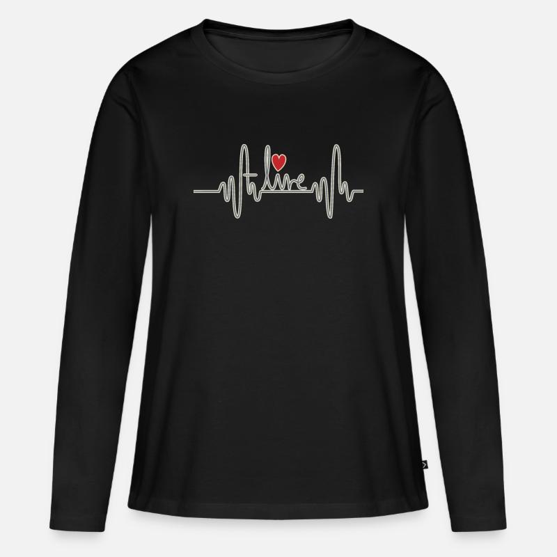Lebendig - Frauen Premium Bio Langarmshirt - Schwarz