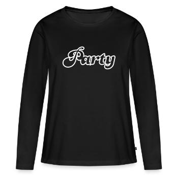Fête s’épanouir écriture blanche célébrer le plaisir des années 60 - T-shirt manches longues Premium bio Femme - noir - Devant - Julia (174cm)