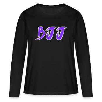 Ceinture violette BJJ – Jiu Jitsu Rank Design - T-shirt manches longues Premium bio Femme - noir - Devant - Julia (174cm)