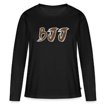 Ceinture brune BJJ – Jiu Jitsu Rank Design - T-shirt manches longues Premium bio Femme - noir - Devant - Julia (174cm)