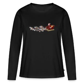 Conférences Tazz | Joyeux Meepmas - T-shirt manches longues Premium bio Femme - noir - Devant - Julia (174cm)