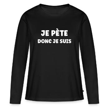 Pete - Frauen Premium Bio Langarmshirt - Schwarz - Vorne - Julia (174cm)