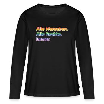 All people. All rights reserved. Always. – Pride Stateme - Women's Premium Organic Long Sleeve Shirt - black - Front - Julia (174cm)