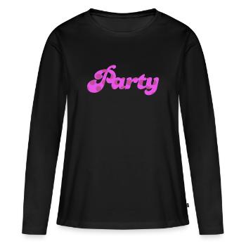 Party Punkte Dots Retro pink feiern Sixties Fun 60 - Frauen Premium Bio Langarmshirt - Schwarz - Vorne - Julia (174cm)