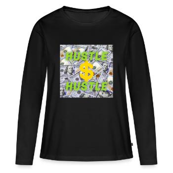 Hustle - T-shirt manches longues Premium bio Femme - noir - Devant - Julia (174cm)