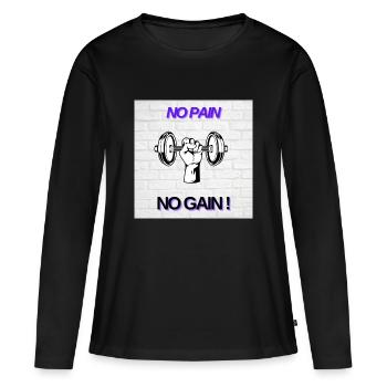No Pain No Gain - T-shirt manches longues Premium bio Femme - noir - Devant - Julia (174cm)