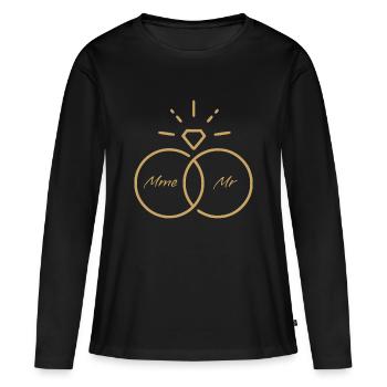 Mariage / Fiançailles - T-shirt manches longues Premium bio Femme - noir - Devant - Julia (174cm)