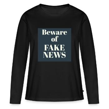 FAKE NEWS Conception de texte - T-shirt manches longues Premium bio Femme - noir - Devant - Julia (174cm)
