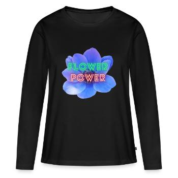 Pouvoir des fleurs - T-shirt manches longues Premium bio Femme - noir - Devant - Julia (174cm)