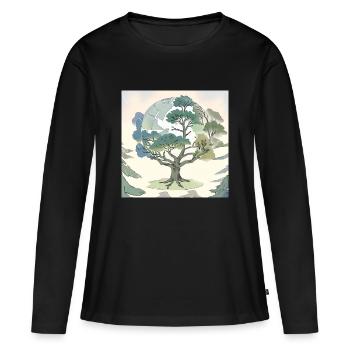 Terre Mère : L’Arbre de l’Éternité - T-shirt manches longues Premium bio Femme - noir - Devant - Julia (174cm)