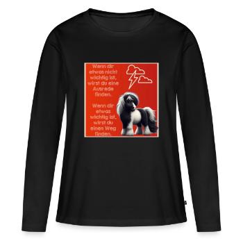 Donner Motto-Shirt - Frauen Premium Bio Langarmshirt - Schwarz - Vorne - Julia (174cm)