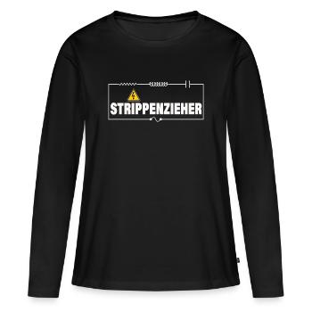 STRIPPENZIEHER - Frauen Premium Bio Langarmshirt - Schwarz - Vorne - Julia (174cm)
