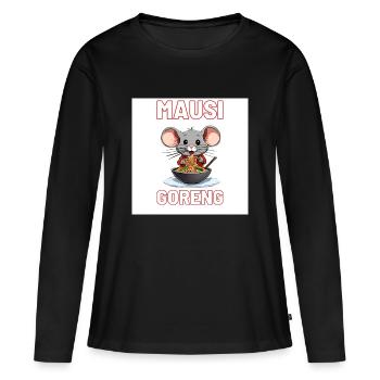 Mausi-Goreng - T-shirt manches longues Premium bio Femme - noir - Devant - Julia (174cm)